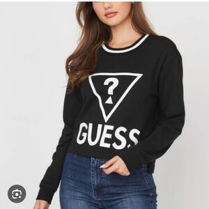 GUESS Black Sweatshirt with White Logo Size Medium Nwt